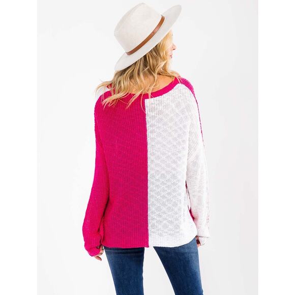 Valentine's Colorblock Heart Knit pullover Sweater - Picture 3 of 3